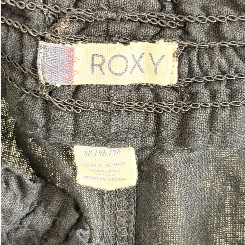 Roxy Ocean Side Black Linen Blend Drawstring Beach Pants Size M - Picture 7 of 7